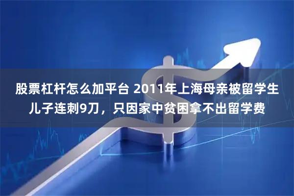 股票杠杆怎么加平台 2011年上海母亲被留学生儿子连刺9刀，只因家中贫困拿不出留学费