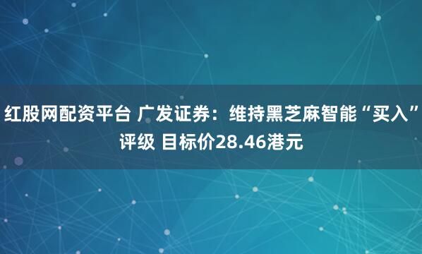 红股网配资平台 广发证券：维持黑芝麻智能“买入”评级 目标价28.46港元