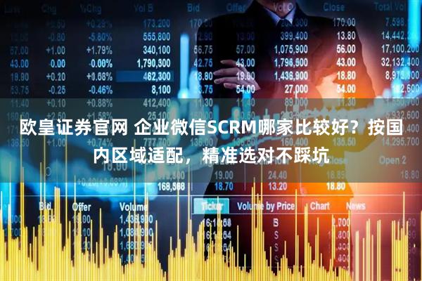 欧皇证券官网 企业微信SCRM哪家比较好？按国内区域适配，精准选对不踩坑